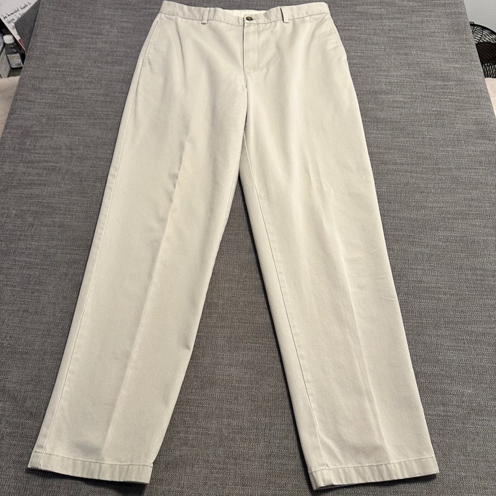 L.L. Bean Chino Pants Men 34x34 Tan Natural Fit Cotton Twill Khakis